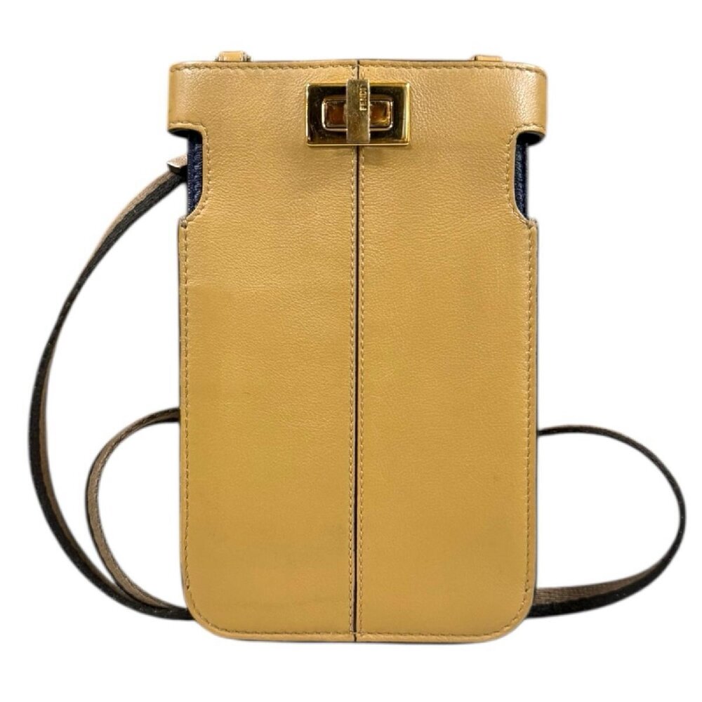 Fendi Peekaboo Bag Leather Shoulder Beige Tan